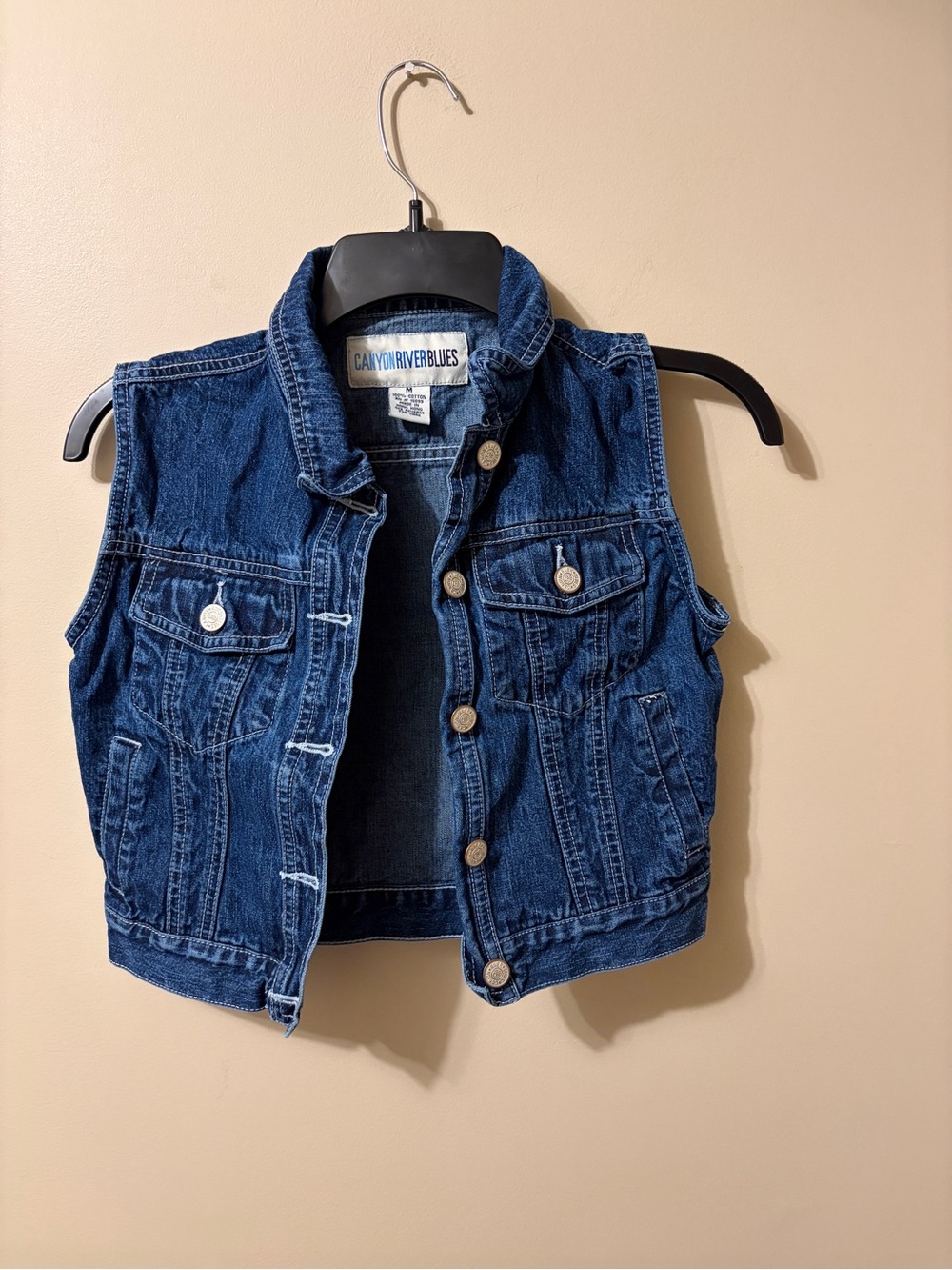 Canyon River Blues Girls Dark Wash Denim Vest Size Medium